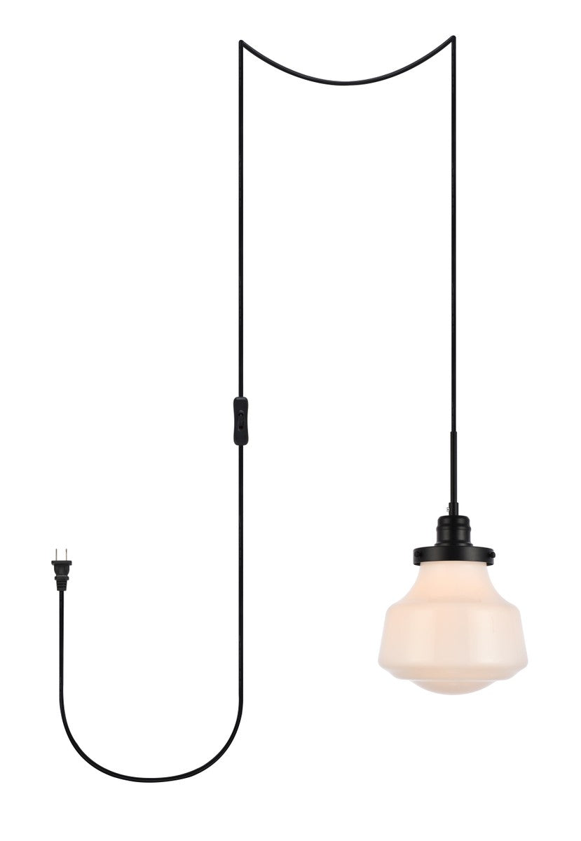 Elegant Lighting - LDPG6255BK - One Light Plug in Pendant - Lye - Black And Frosted White
