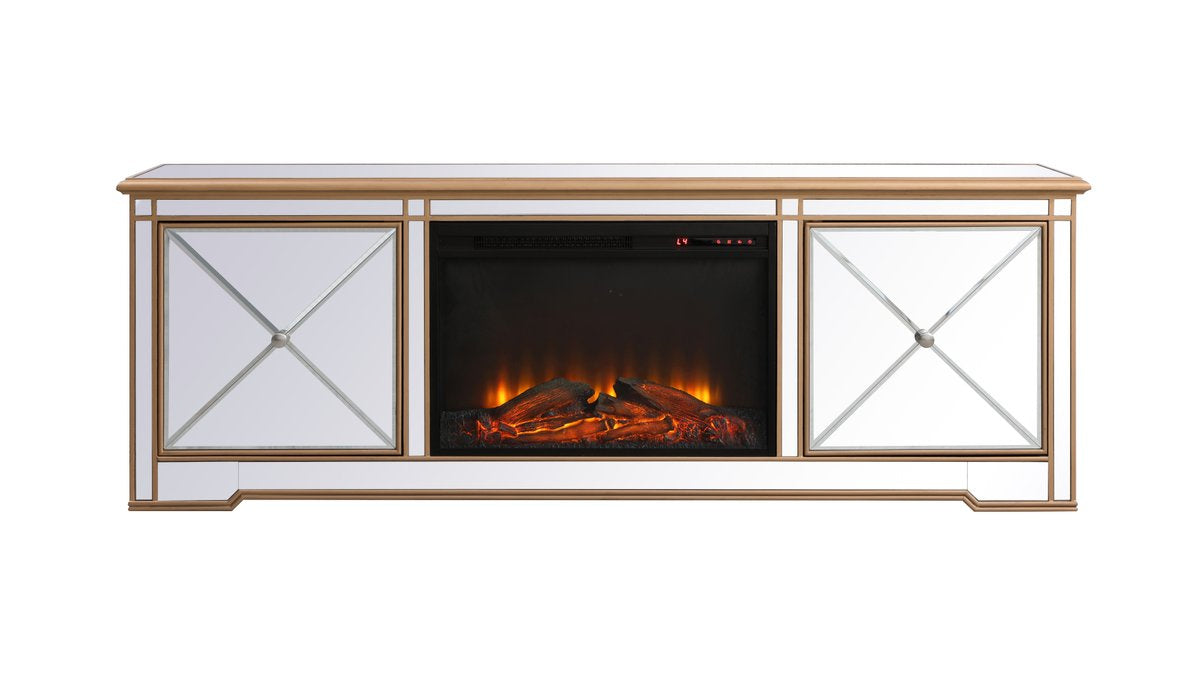 Elegant Lighting - MF60172G-F1 - TV Stand with Fireplace - Modern - Antique Gold