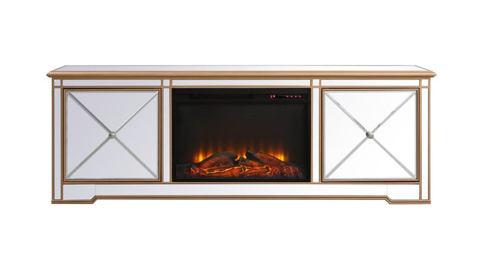 Elegant Lighting - MF60172G-F1 - TV Stand with Fireplace - Modern - Antique Gold