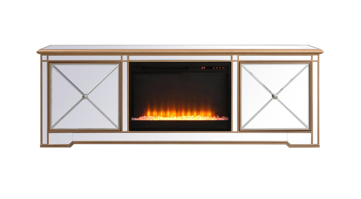Elegant Lighting - MF60172G-F2 - TV Stand with Fireplace - Modern - Antique Gold