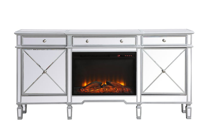 Elegant Lighting - MF61072SC-F1 - Credenza with Fireplace - Contempo - Antique Silver