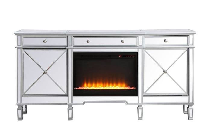 Elegant Lighting - MF61072SC-F2 - Credenza with Fireplace - Contempo - Antique Silver