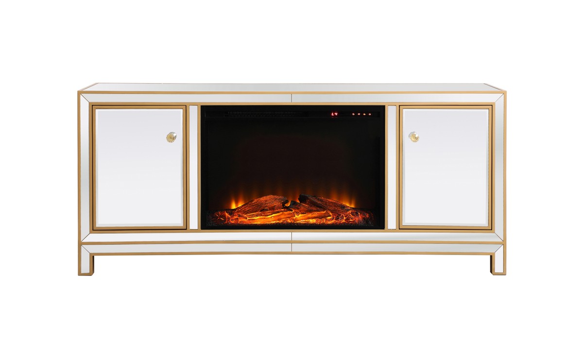 Elegant Lighting - MF701G-F1 - TV Stand with Fireplace - Reflexion - Gold
