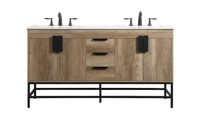 Elegant Lighting Double Bathroom Vanity from the Eugene collection in Natural Oak finish
