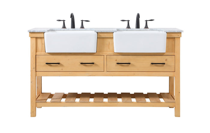Elegant Lighting Double Bathroom Vanity from the Clement collection in Natural Wood finish