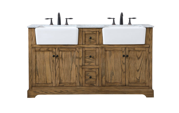 Elegant Lighting Double Bathroom Vanity from the Franklin collection in Driftwood finish