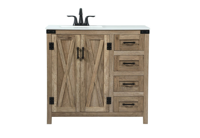 Elegant Lighting Single Bathroom Vanity from the Grant collection in Natural Oak finish