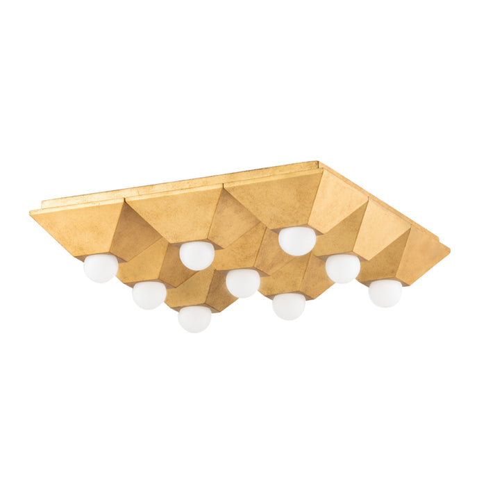 Corbett Lighting Nine Light Flush Mount from the Max collection in Vintage Gold Leaf finish