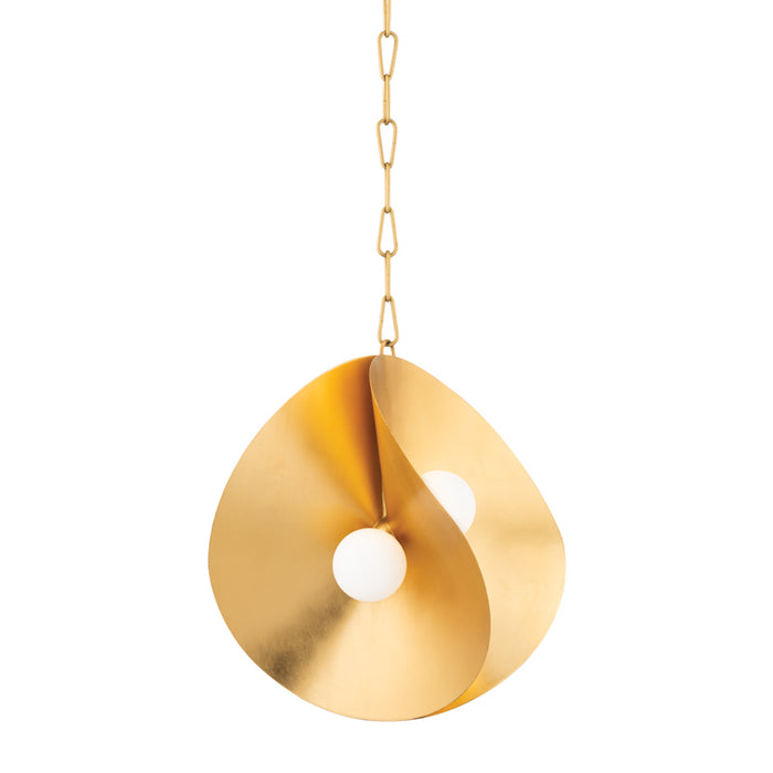 Corbett Lighting Four Light Pendant from the Peony collection in Gold Leaf finish