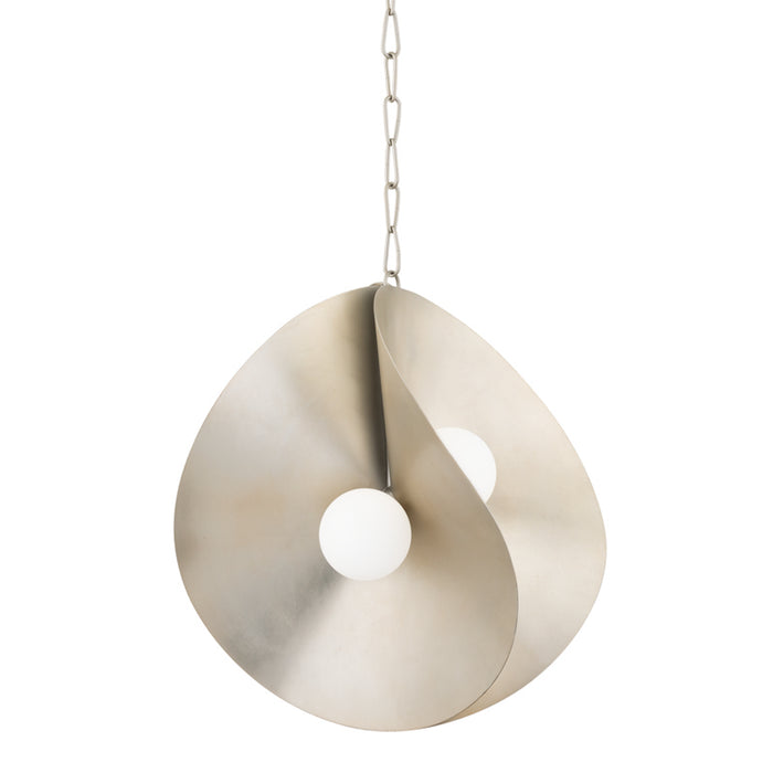 Corbett Lighting Four Light Pendant from the Peony collection in Warm Silver Leaf finish