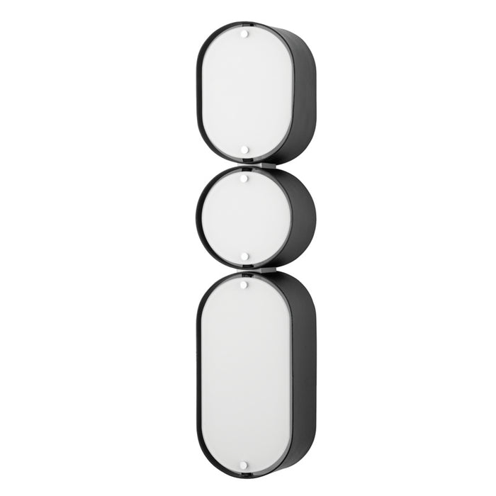 Corbett Lighting Three Light Wall Sconce from the Opal collection in Soft Black With Stainless Steel finish