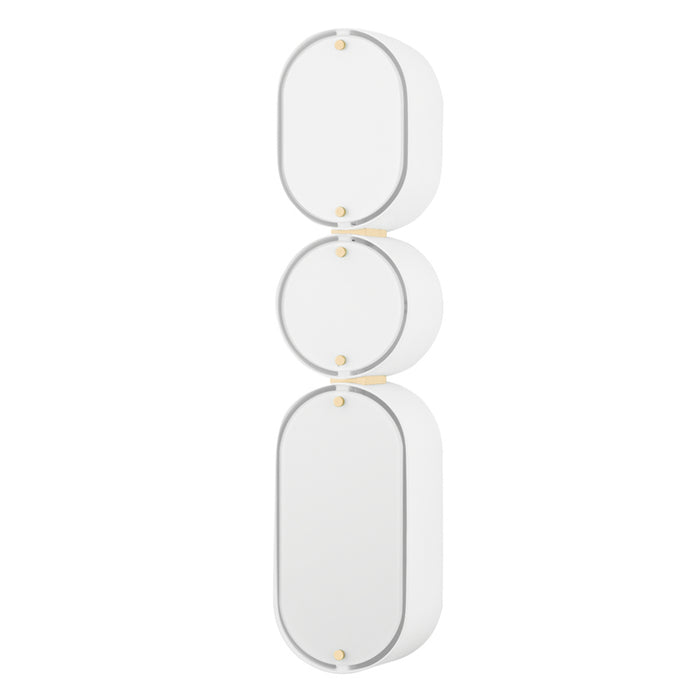 Corbett Lighting Three Light Wall Sconce from the Opal collection in Soft White/Vintage Brass finish