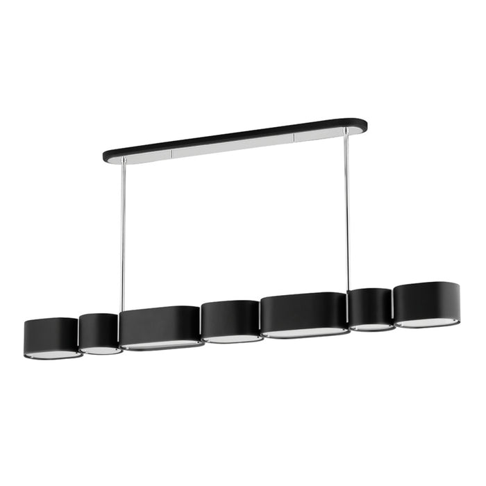 Corbett Lighting Seven Light Linear from the Opal collection in Soft Black/Stainless Steel finish
