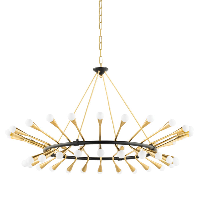 Corbett Lighting 48 Light Chandelier from the Aries collection in Vintage Polished Brass/Black Brass finish