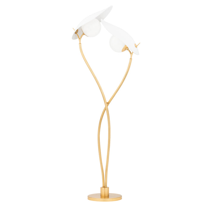 Hudson Valley Two Light Floor Lamp from the Frond collection in Gold Leaf/Textured On White Combo finish