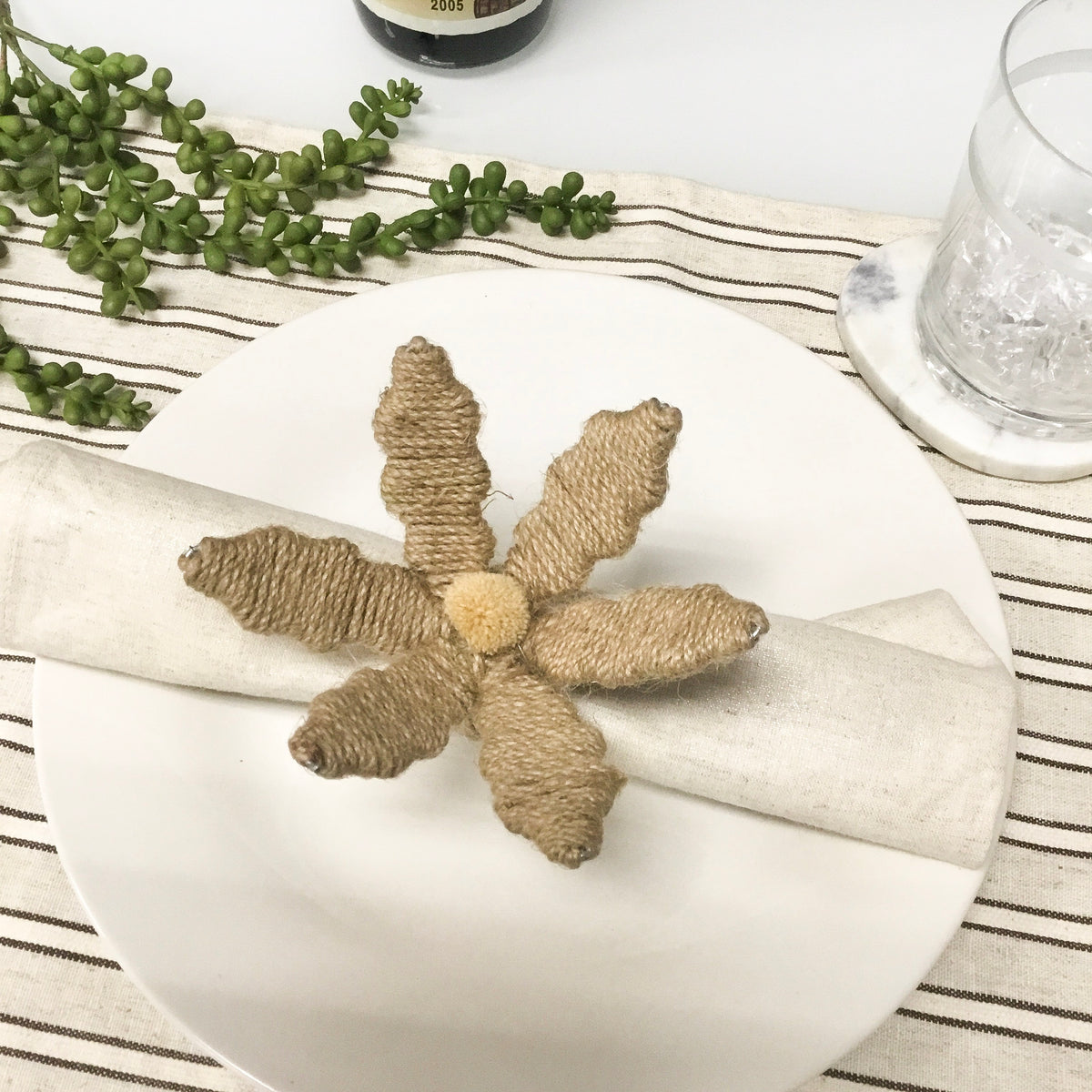 Design Shop Jute Flower Napkin Ring
