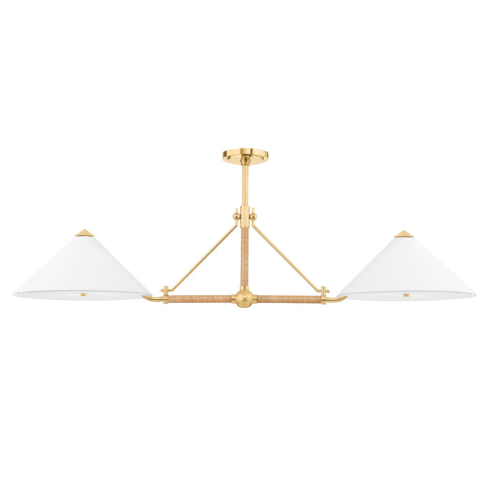 Hudson Valley Four Light Island Pendant from the Williamsburg collection in Aged Brass finish