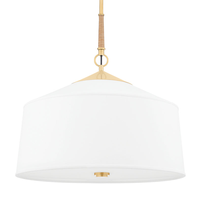 Hudson Valley - 5223-AGB - Three Light Pendant - White Plains - Aged Brass
