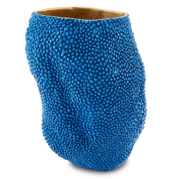 Currey and Company Vase from the Jackfruit collection in Blue/Gold finish