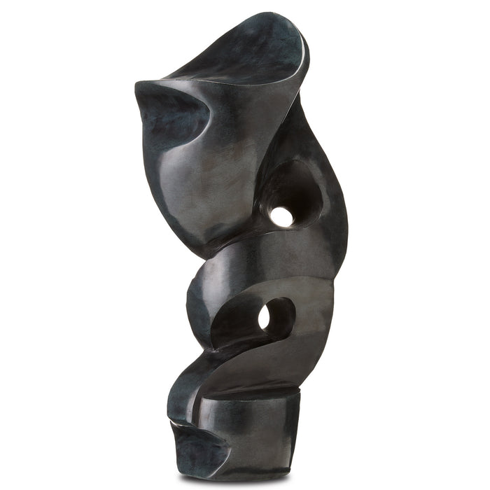 Currey and Company - 1200-0596 - Sculpture - Roland Black Marble Abstract Sculpture - Polished Gray