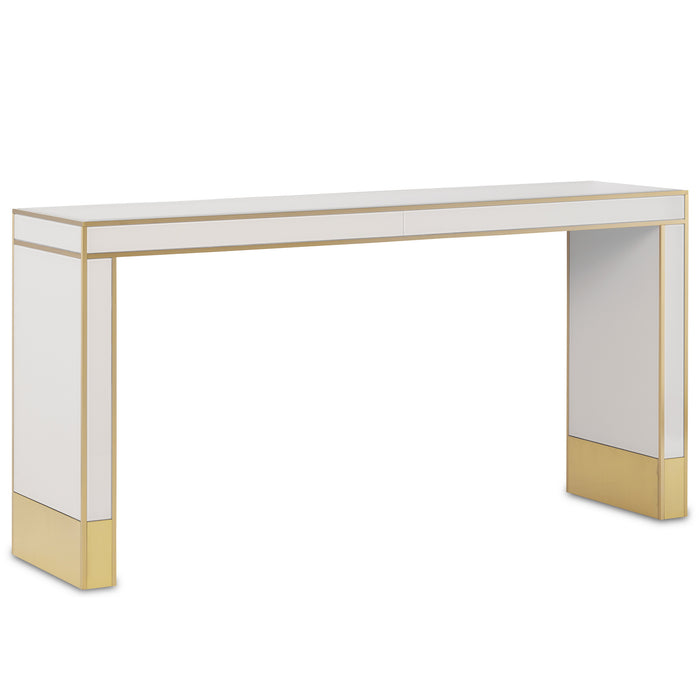Currey and Company Console Table from the Arden collection in Ivory/Satin Brass finish