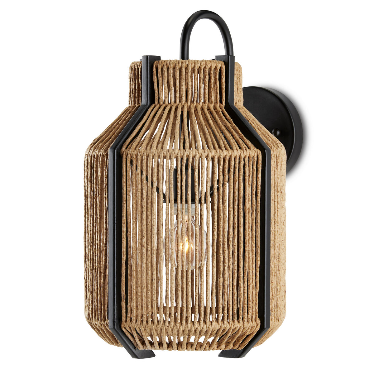 Currey and Company - 5000-0203 - One Light Wall Sconce - Mali Collection - Natural/Satin Black