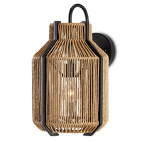 Currey and Company - 5000-0203 - One Light Wall Sconce - Mali Collection - Natural/Satin Black