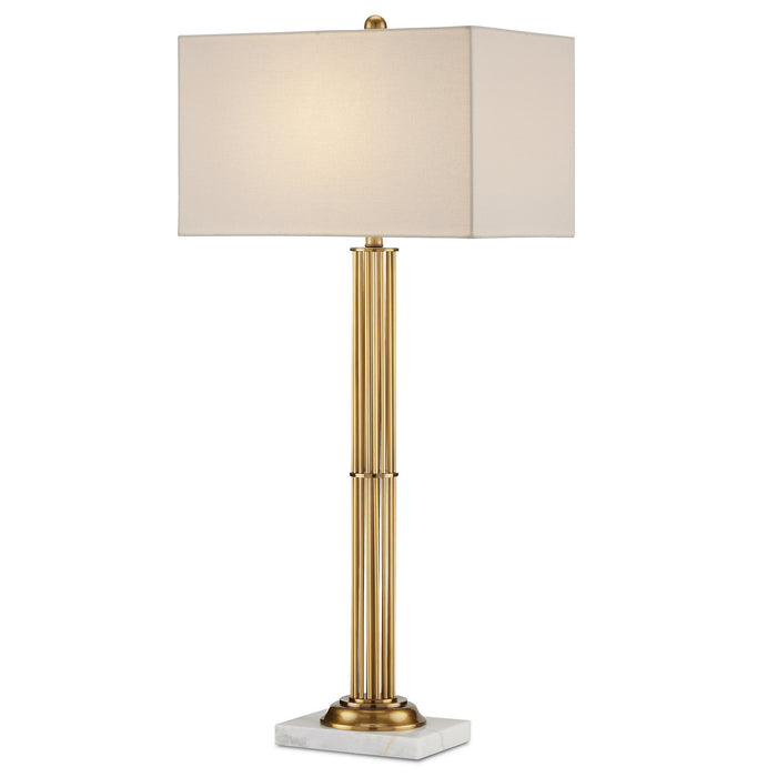 Currey and Company One Light Table Lamp from the Allegory collection in Antique Brass/Natural finish