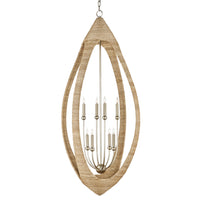 Currey and Company - 9000-0836 - Eight Light Chandelier - Menorca Collection - Contemporary Silver Leaf/Smokewood/Natural Rope