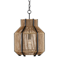 Currey and Company - 9000-0922 - One Light Pendant - Mali Collection - Satin Black/Natural
