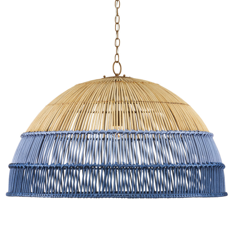 Currey and Company - 9000-0924 - One Light Pendant - Senjyo Collection - Khaki/Cornflower Blue/Bluebonnet