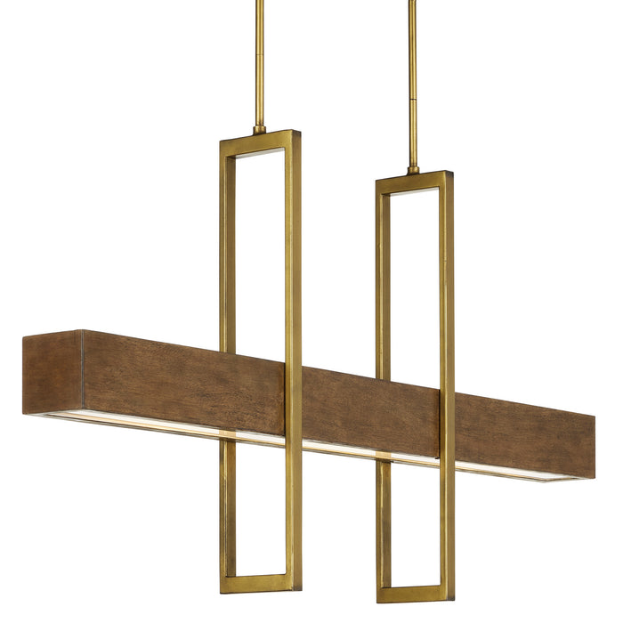 Currey and Company LED Linear Chandelier from the Tonbridge collection in Chestnut/Brass finish