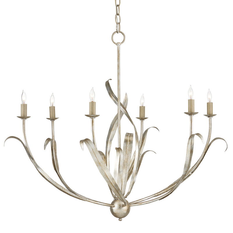 Currey and Company - 9000-0931 - Six Light Chandelier - Menefee Collection - Silver Granello