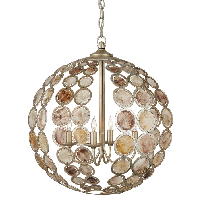 Currey and Company Four Light Chandelier from the Tartufo collection in Contemporary Silver Leaf/Natural finish