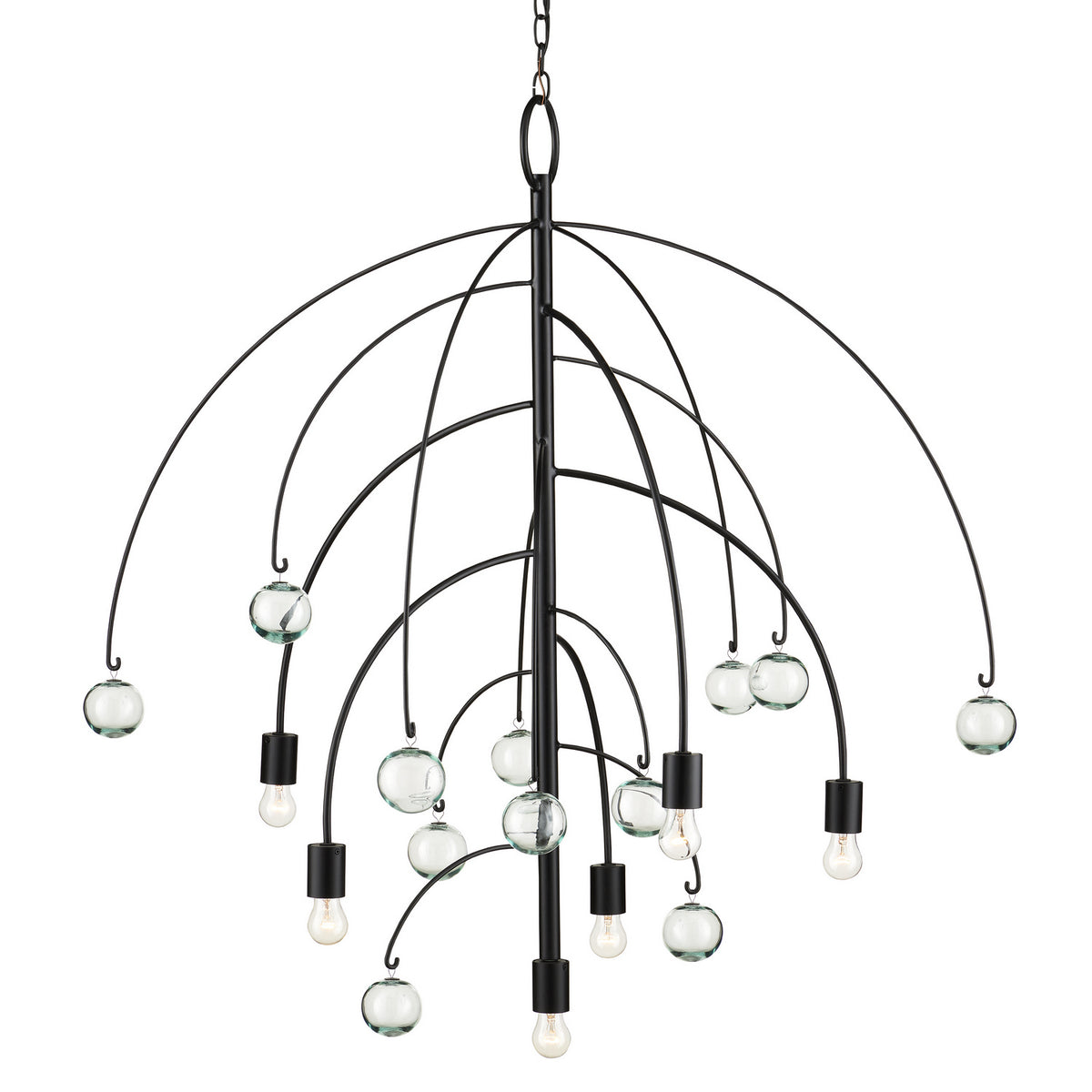 Currey and Company Six Light Chandelier from the Factotum collection in Satin Black finish