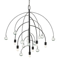 Currey and Company Six Light Chandelier from the Factotum collection in Satin Black finish