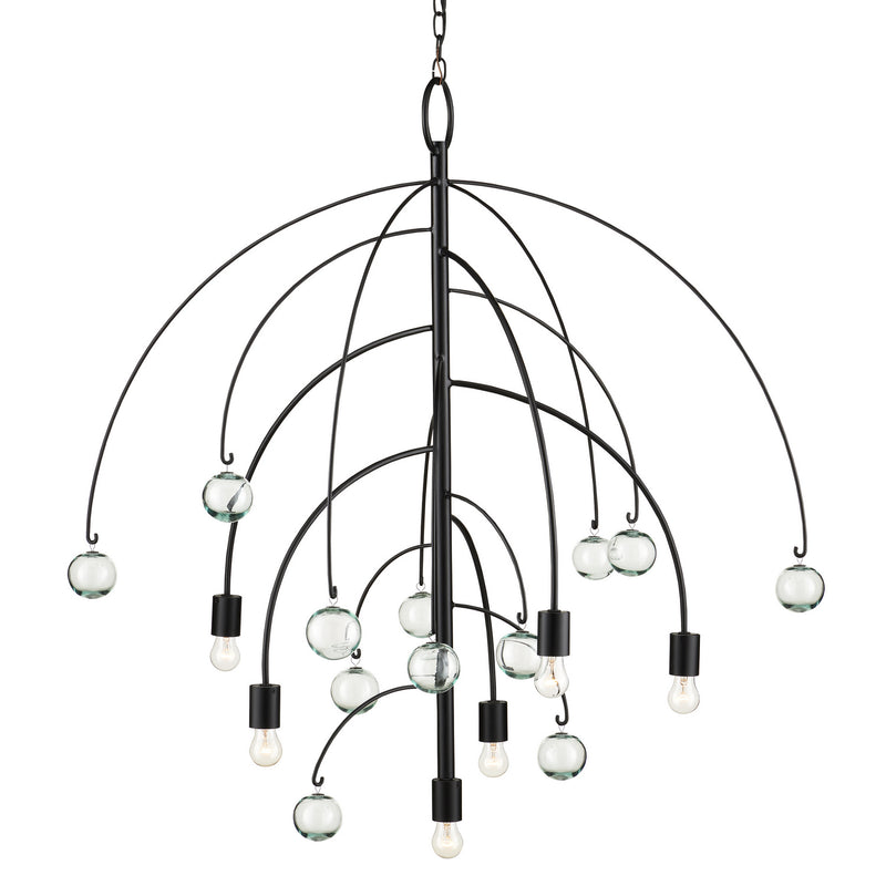 Currey and Company Six Light Chandelier from the Factotum collection in Satin Black finish