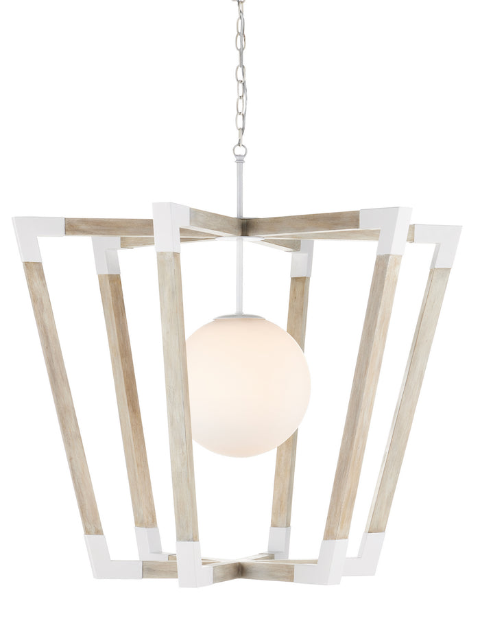Currey and Company One Light Pendant from the Bastian collection in Sugar White/Sandstone finish