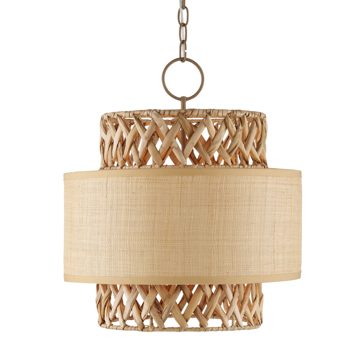 Currey and Company Four Light Pendant from the Isola collection in Khaki/Natural finish