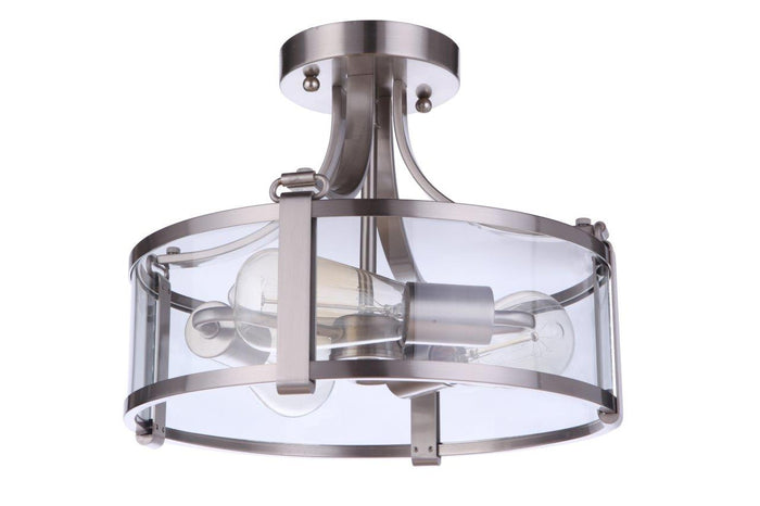 Craftmade Three Light Semi Flush Mount from the Elliot collection in Brushed Polished Nickel finish