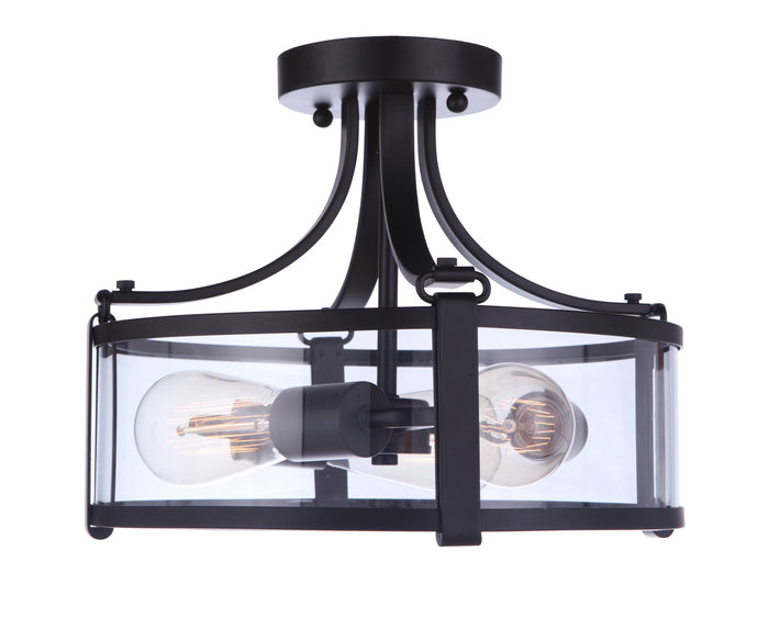 Craftmade Three Light Semi Flush Mount from the Elliot collection in Flat Black finish