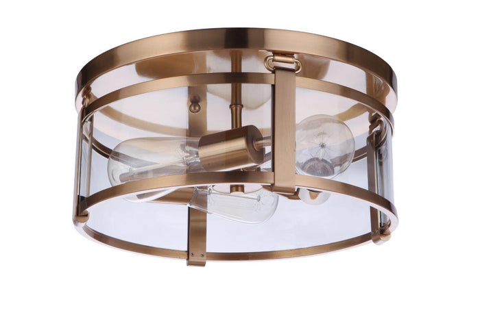 Craftmade Three Light Flushmount from the Elliot collection in Satin Brass finish
