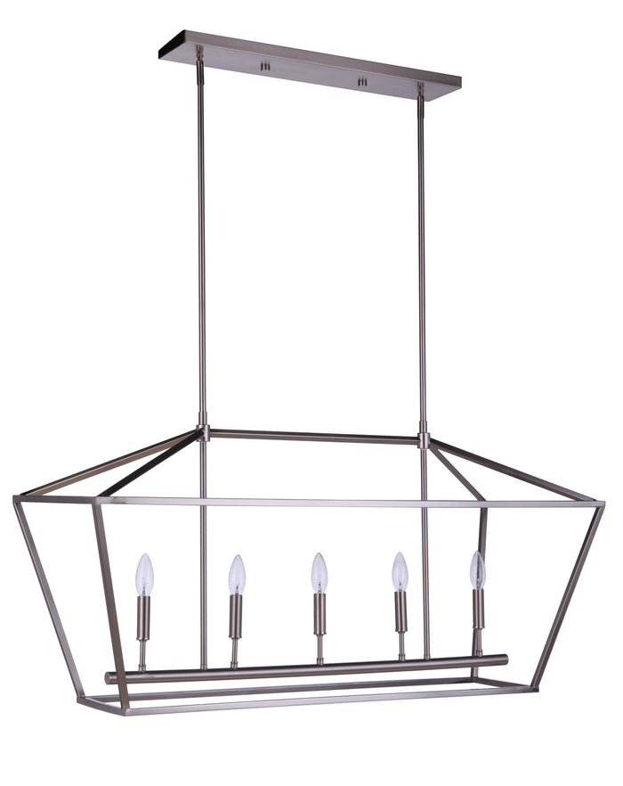 Craftmade Five Light Island Pendant from the Flynt II collection in Brushed Polished Nickel finish