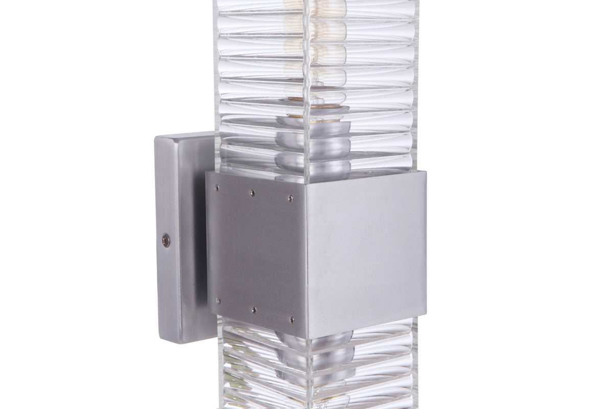Craftmade Two Light Outdoor Wall Mount from the Ridge collection in Satin Aluminum finish