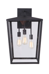 Craftmade Three Light Outdoor Wall Mount from the Olsen collection in Midnight finish