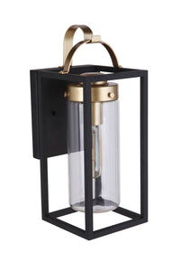 Craftmade One Light Outdoor Wall Mount from the Neo collection in Midnight/Satin Brass finish