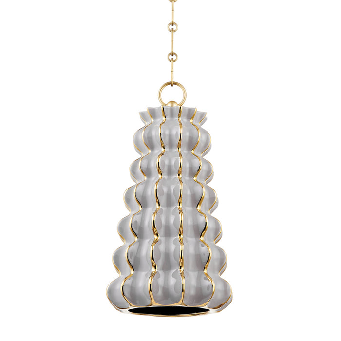 Corbett Lighting One Light Pendant from the Esperanza collection in Ceramic Gloss Gray finish