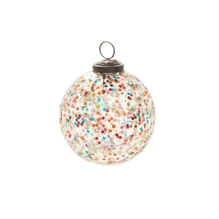 Design Shop Multicolor Rainbow Glitter Ornament, 3.625" X 3.625", Set of 6.