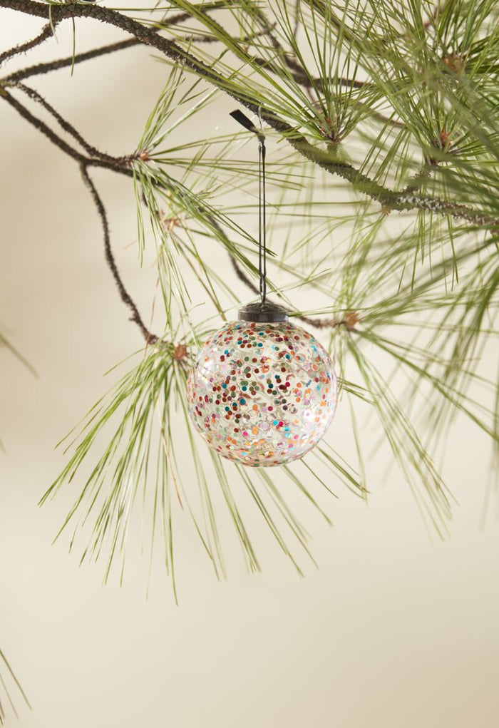 Design Shop Multicolor Rainbow Glitter Ornament, 3.625" X 3.625", Set of 6.