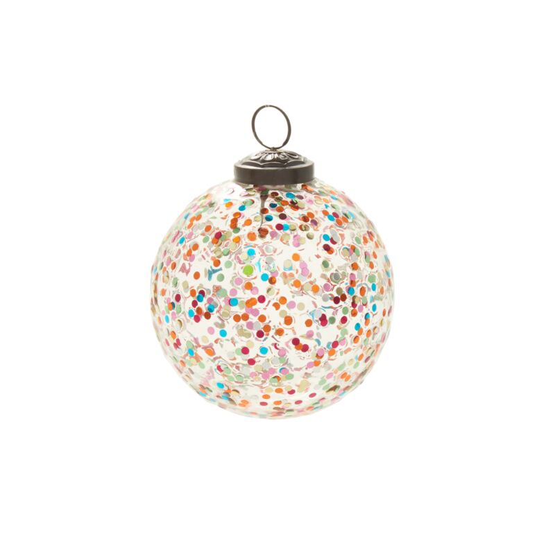 Design Shop Multicolor Rainbow Glitter Ornament, 3.625" X 3.625", Set of 6.